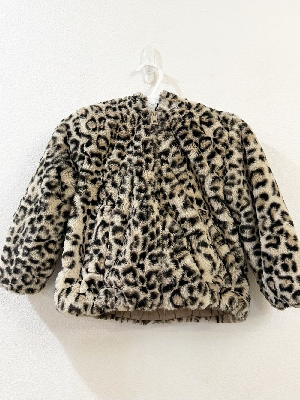 Zara Kids Faux Fur Leopard Print Hooded Jacket Size 5